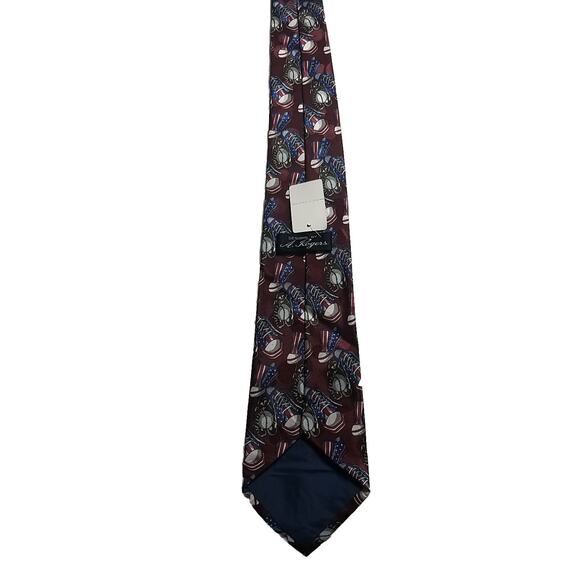 Vintage Designs By A. Rogers Men's Red American Baseball Neck Tie Osfa - Picture 3 of 4